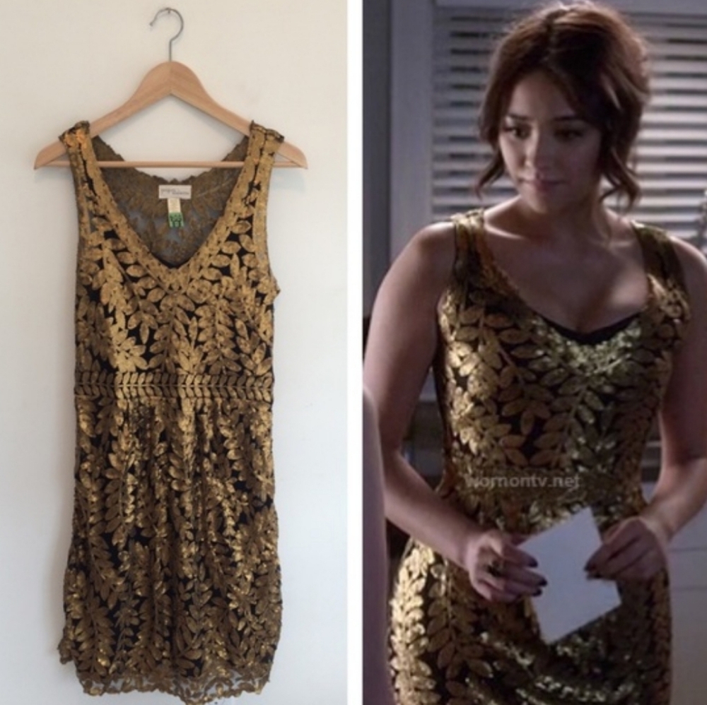 Rare Project Alabama Gold Leaf Cocktail dress sz 0